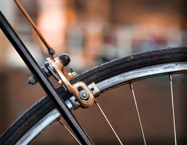 Photo closeup of a bicycle brake mechanism