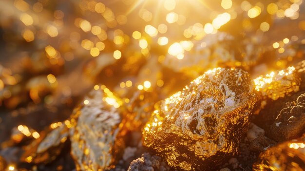 Closeup of big gold nugget in finance concept