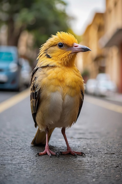 Closeup of bird perching on a road