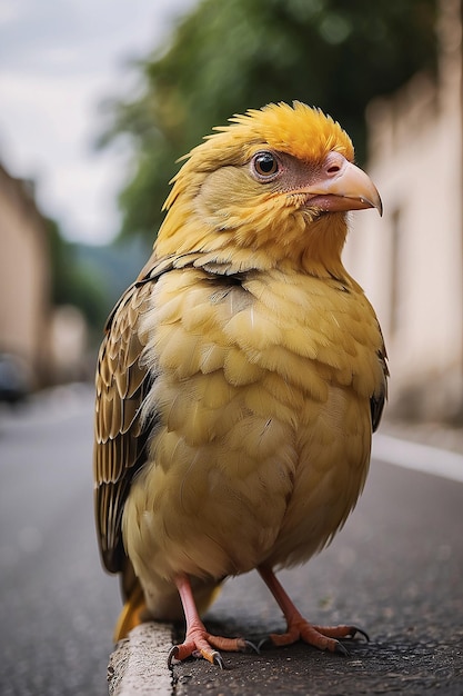 Closeup of bird perching on a road