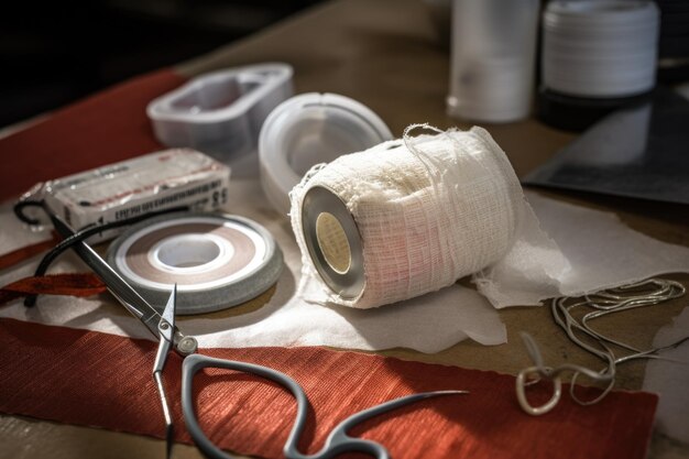 Closeup of a birds eye with visible bandage and medical equipment created with generative ai