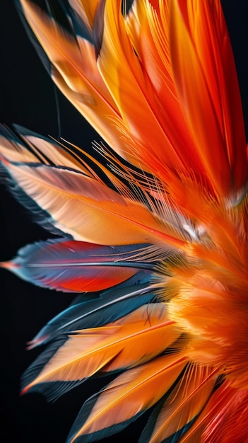 CloseUp of a Birds Feathers on a Black Background