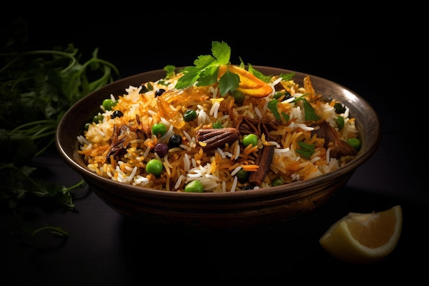 Foto close-up di un piatto di biryani