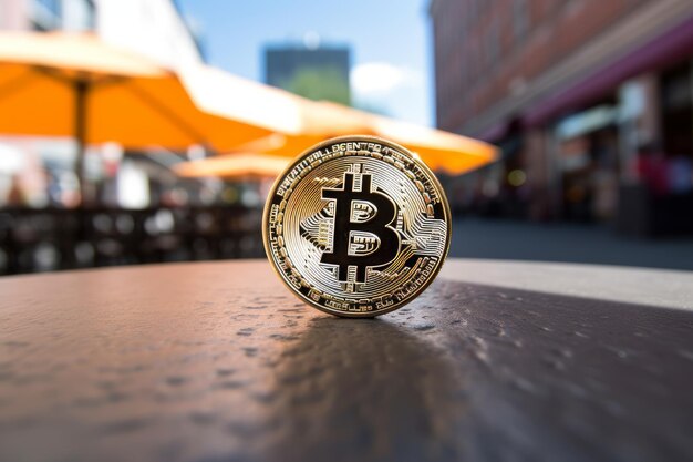 Closeup of a bitcoin in a unique setting