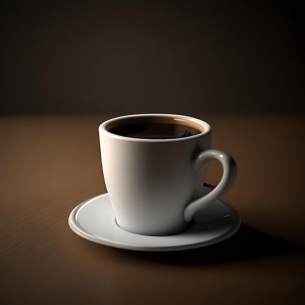 Closeup Black Coffee Cup on Wooden Table