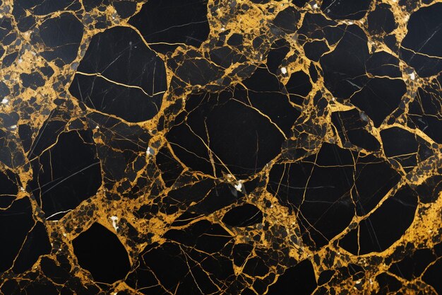 Photo a closeup of a black and gold marble with a gold leaf