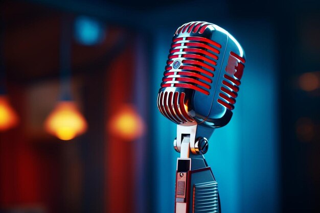 Closeup of a black and grey microphone on a white surface and background