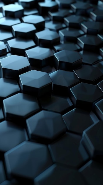 CloseUp of Black Hexagonal Tile