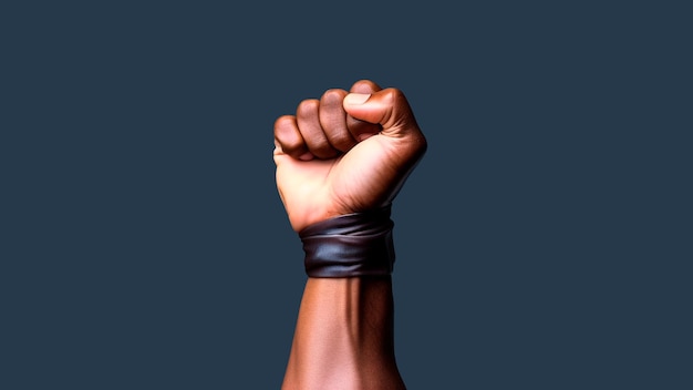 Closeup of a black man fist on a plain background ideas conflict Generative AI