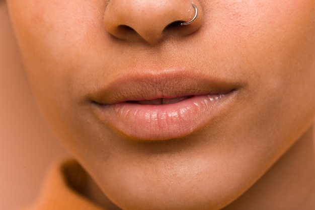 Closeup of a black woman mouth