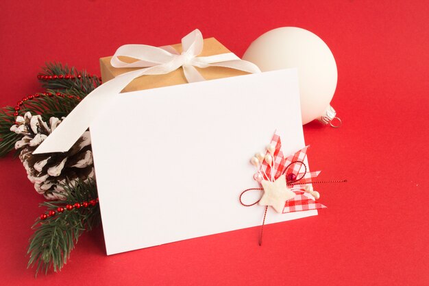 Closeup on blank white paper for Christmas greetings