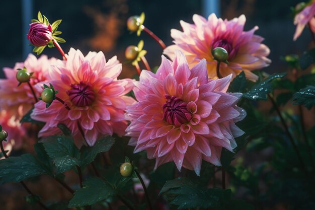 Closeup Of Blooming dahlia flowers