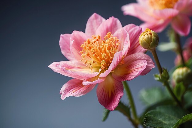 Closeup of blooming flower with stem