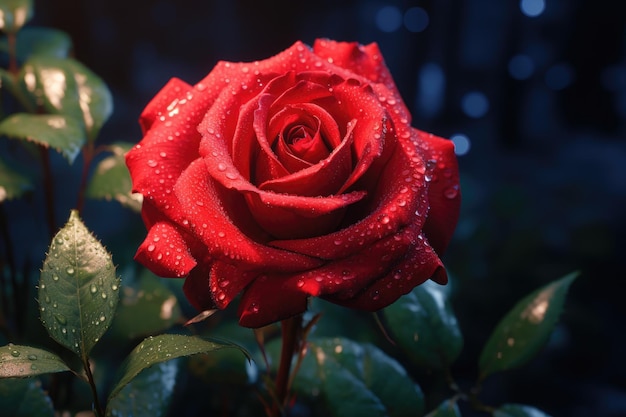 Closeup of blooming red rose