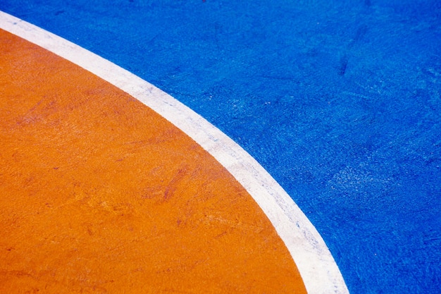 Closeup blue basketball court