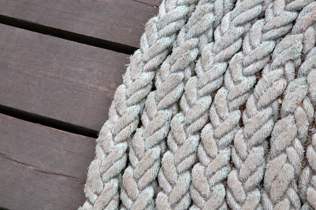 Closeup of Blue Coiled Rope