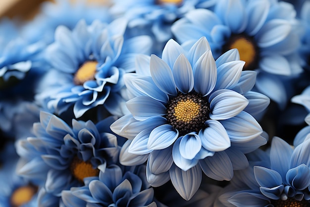 Closeup of Blue Sunflowers Blue Sunflowers Background