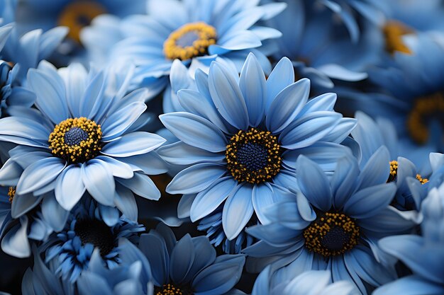 Closeup of Blue Sunflowers Blue Sunflowers Background