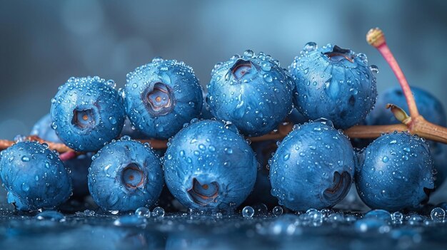 Клоуз-ап голубых ягод подчеркивает их богатый цвет и текстуру ИИ генерирует иллюстрацию