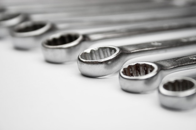 Closeup of blurred wrenches