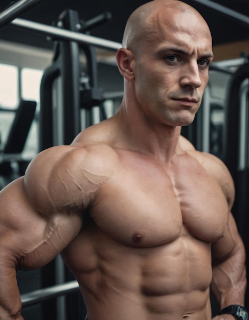 Closeup of a Bodybuilder at the Gym