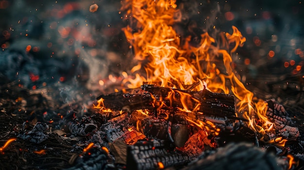 Closeup of a bonfire