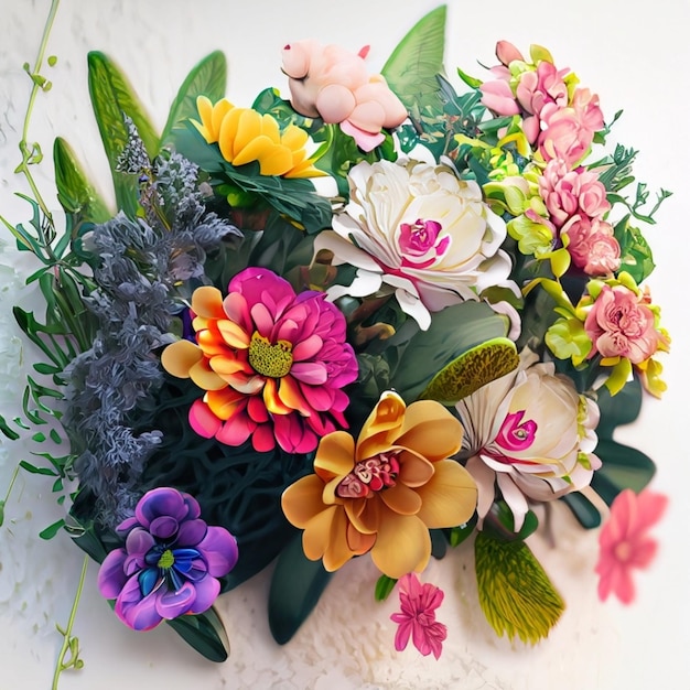 Photo a closeup of a bouquet of flowers on a table