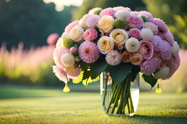 Closeup of bouquet made of white and pink