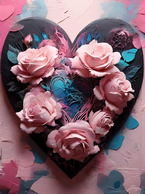 Closeup bouquet of roses heartshaped pink smoke girl