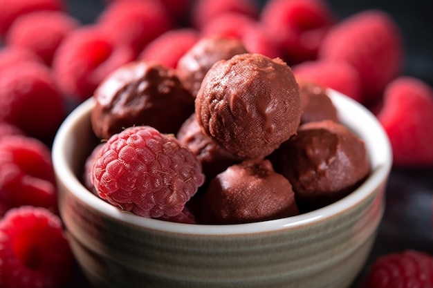 a closeup of a bowl filled with chocolate AI generated