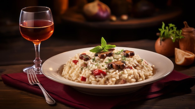 Closeup of a bowl of risotto