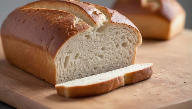 Photo closeup bread loaf on cutting board