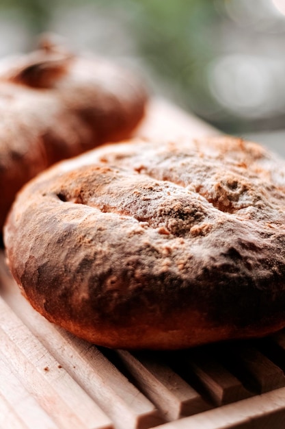 Closeup of bread on table