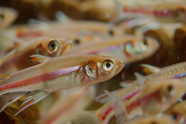 Photo closeup of breeding fish in controlled environment