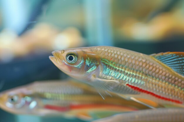 Closeup of breeding fish in controlled environment