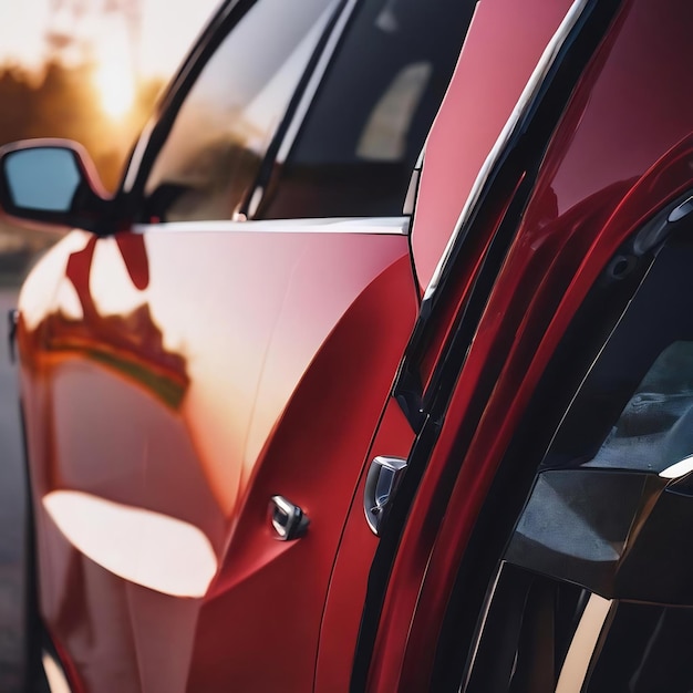 Closeup of a bright car door concept for a modern car