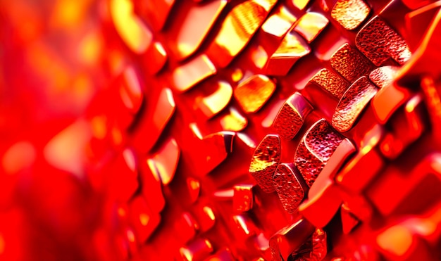 A closeup of a bright fiery texture in shades of red and orange