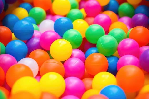 Closeup of bright neoncolored rubber balls
