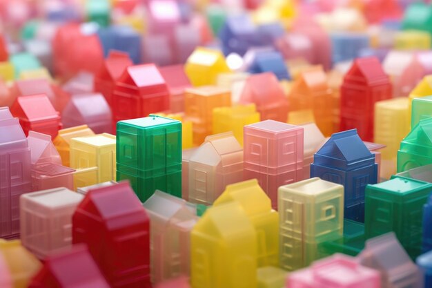 Photo closeup of bright plastic building blocks