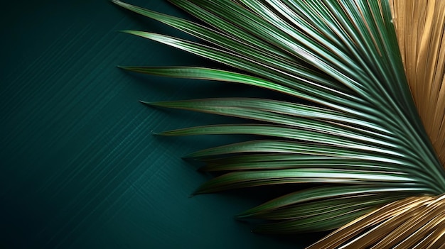 Closeup of brilliant palm leaf on theoretical hopeless green wrapped foundation Creative resource AI Generated