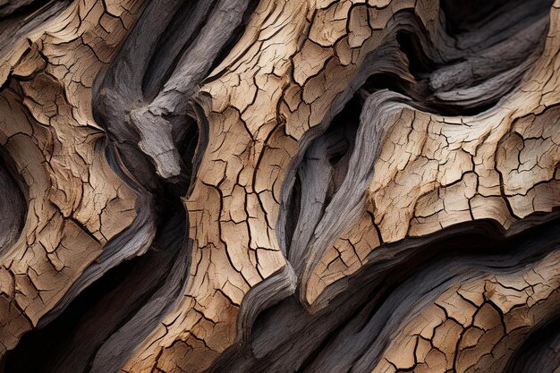 Closeup of brown bark on a tree trunk