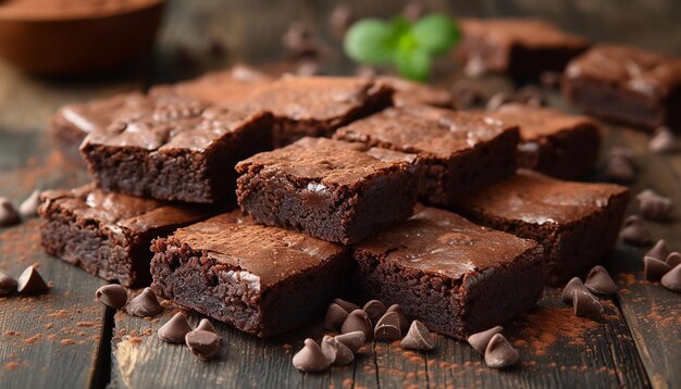 Closeup of brownie dessert on plate