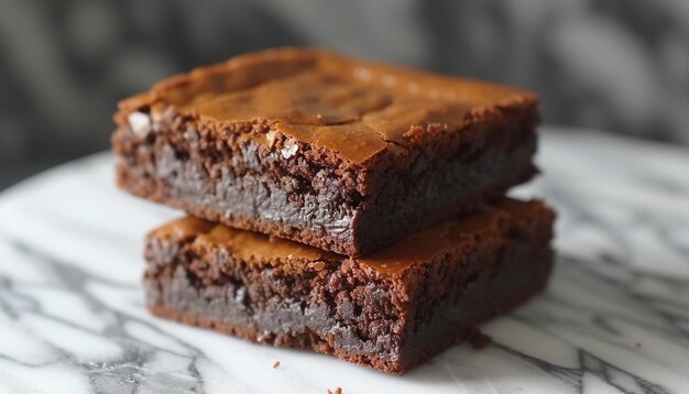 Closeup of brownie dessert on plate