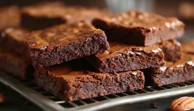 Closeup of brownie dessert on plate