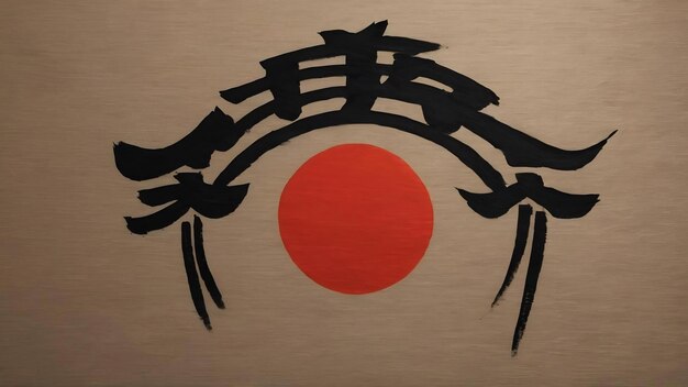Японский символ, нарисованный щеткой вблизи