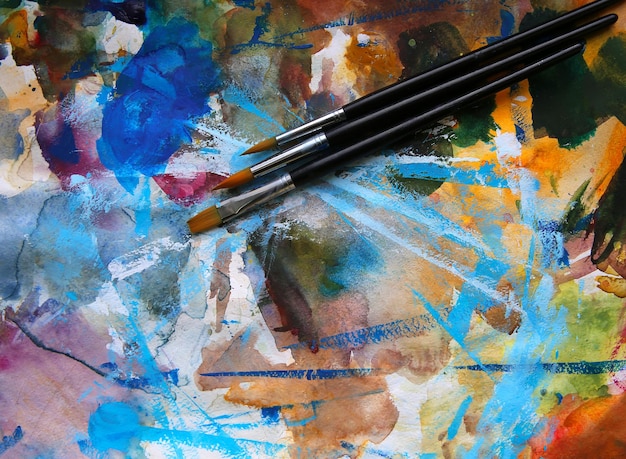 Closeup of brush and palette.