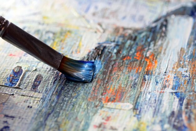 Closeup of brush and palette.