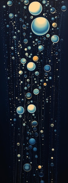 closeup bubbles floating air blue black balls light eyes thousand stars standing dimly lit room