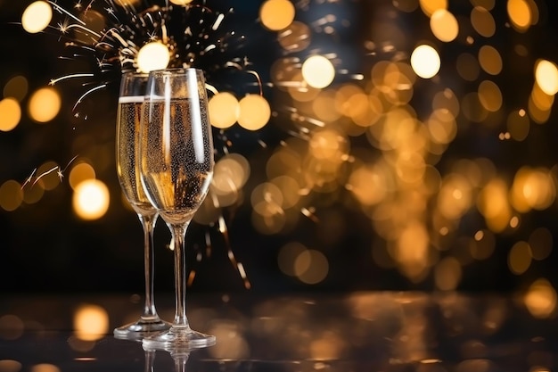 Closeup of Bubbly Champagne with Explosive Backdrop