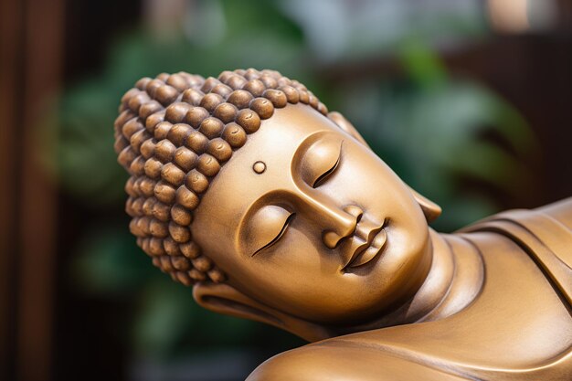 Foto primo piano della statua di buddha in un tempio buddista